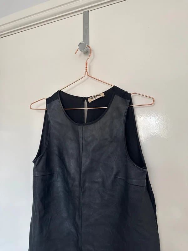 MAX&MOI Leather & Silk top