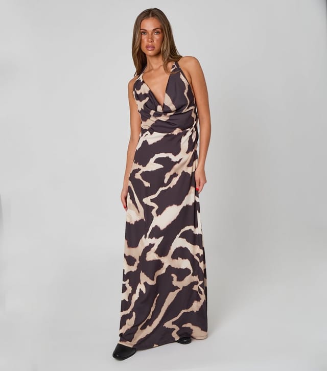 Urban Bliss Women's Black Tortoiseshell Halter Cowl Neck Maxi Dress Urban Bliss New Look - 2