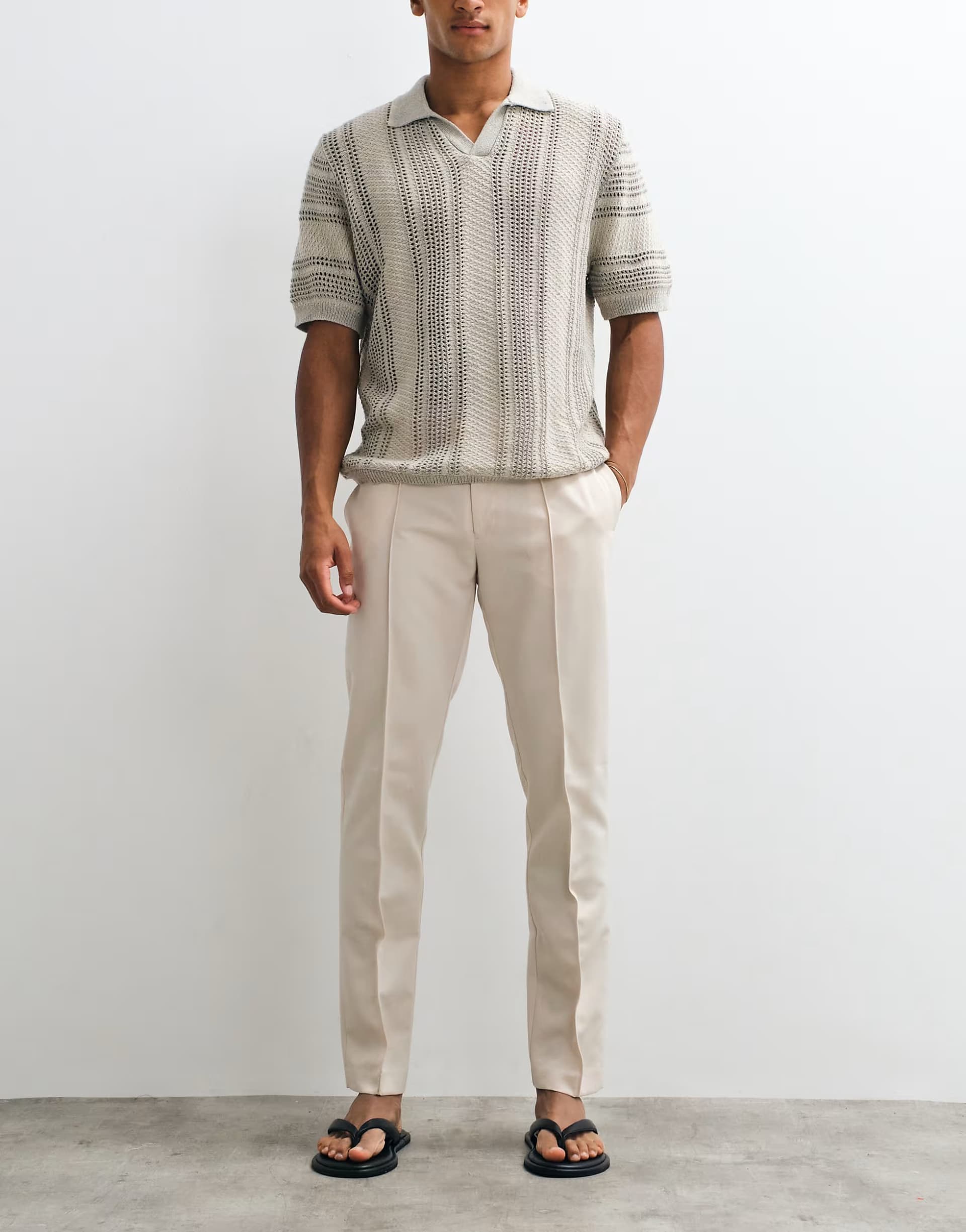 ASOS ASOS DESIGN smart slim trousers in ecru with pintuck
