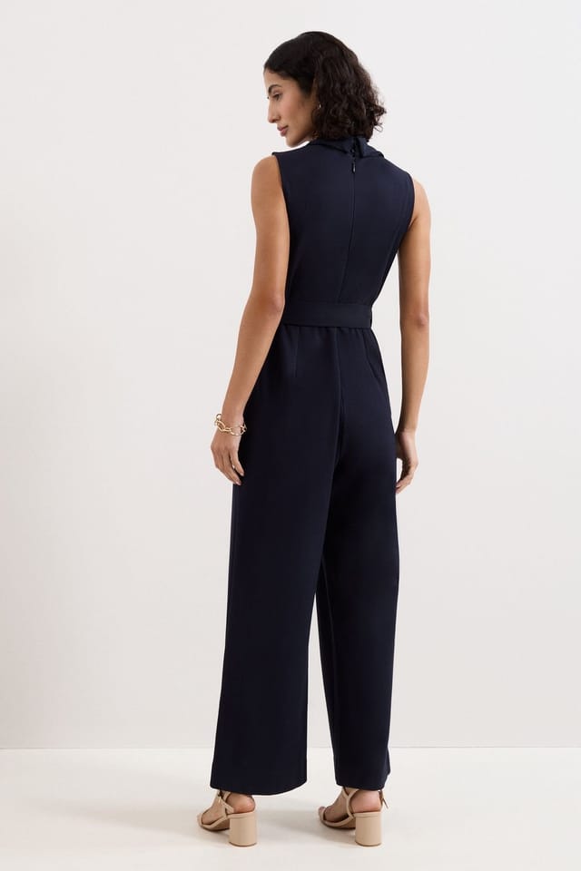 Phase Eight Phase Eight Women's Petite Emry Cowl Neck Wide Leg Jumpsuit in Dark Navy - 3