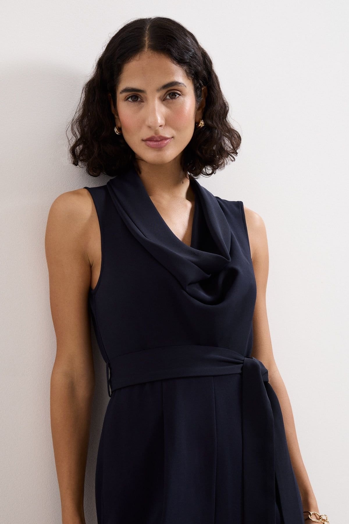 Phase Eight Phase Eight Women's Petite Emry Cowl Neck Wide Leg Jumpsuit in Dark Navy - 4