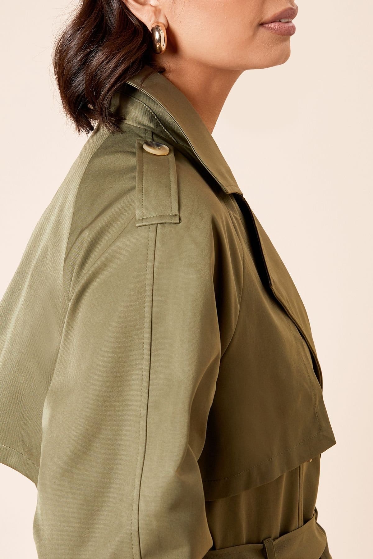 Dorothy Perkins Dorothy Perkins Women's Longline Double Breasted Belted Trench Coat in Khaki - 4
