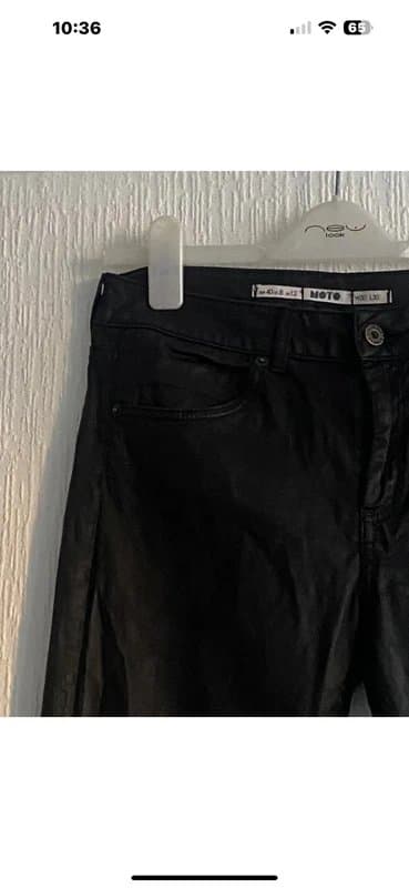 Topshop Black Jean Style Trousers 12 W30 L30 Topshop Moto