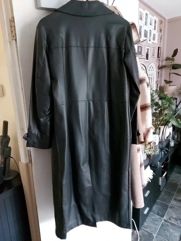 Urbancode Black Faux Leather Maxi Coat