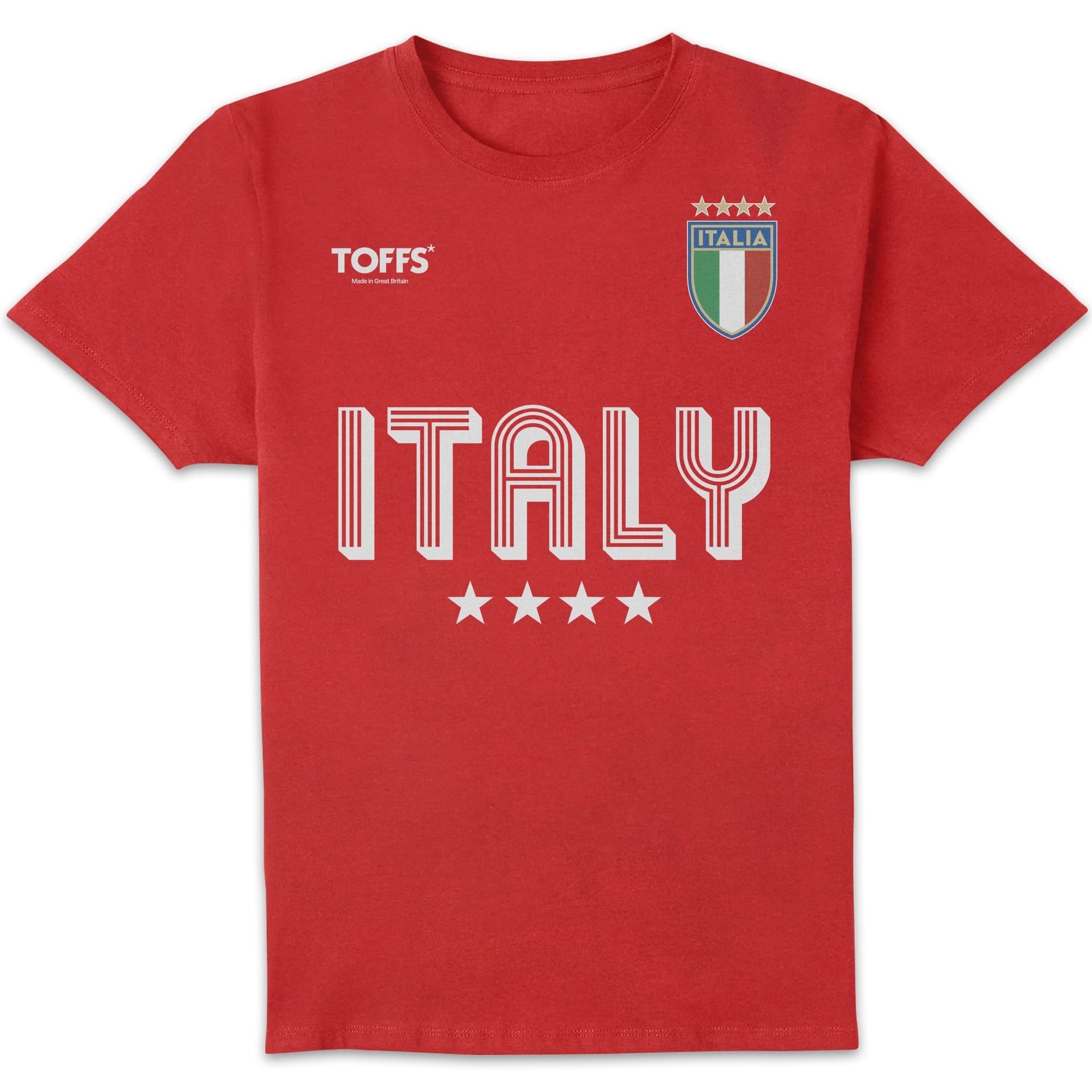 Toffs Football Men's Retro Soccer Football Italy T-Shirt - Red