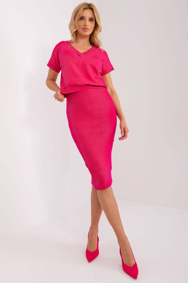 Love Lace Love Lace Women's Heart Neck Blouse & Slip Dress Set in Fuchsia - 3