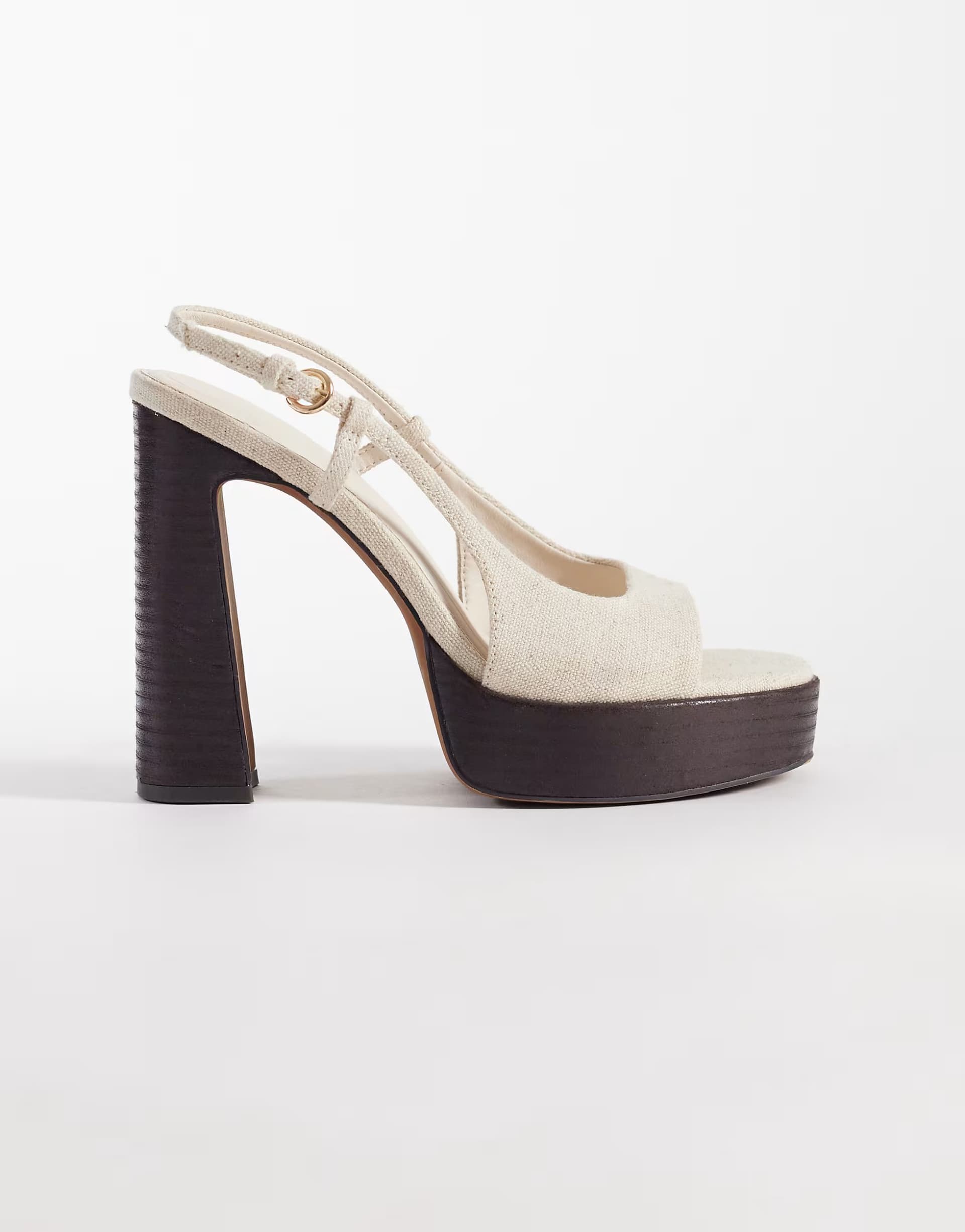 ASOS ASOS DESIGN Nandi slingback platform high heeled sandals in natural linen
