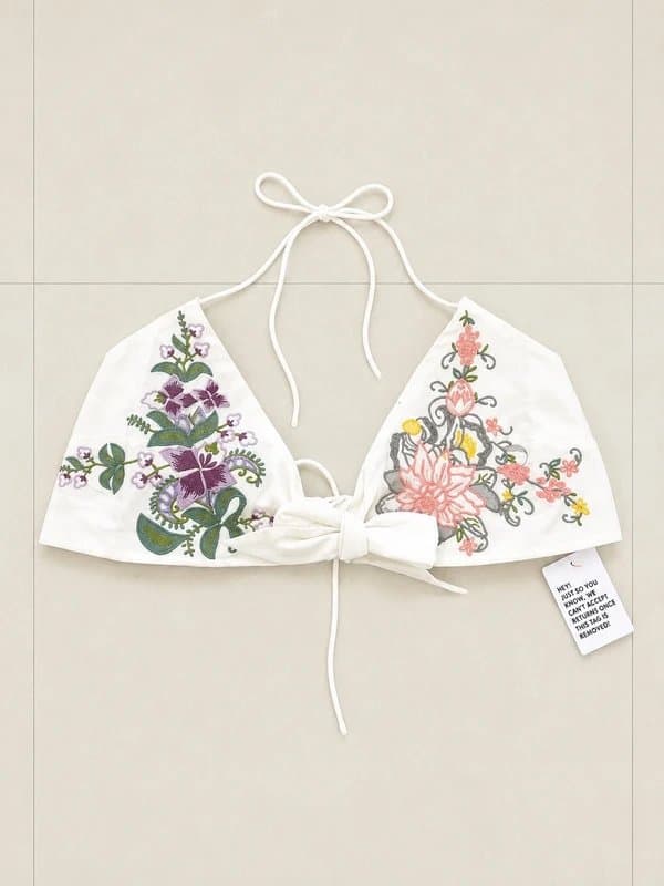 ASOS Asos design Embroidered Tie Front Halter Top – Size 14