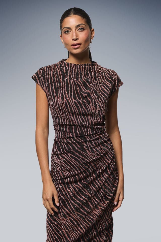 Wallis Wallis Women's Glitter Jersey Pencil Dress in Rose Gold - 2