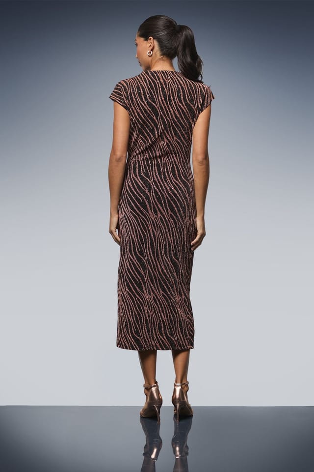 Wallis Wallis Women's Glitter Jersey Pencil Dress in Rose Gold - 3