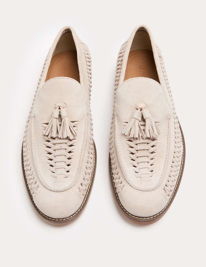 Marks & Spencer M&S Suede Slip On Loafers Stone - 1