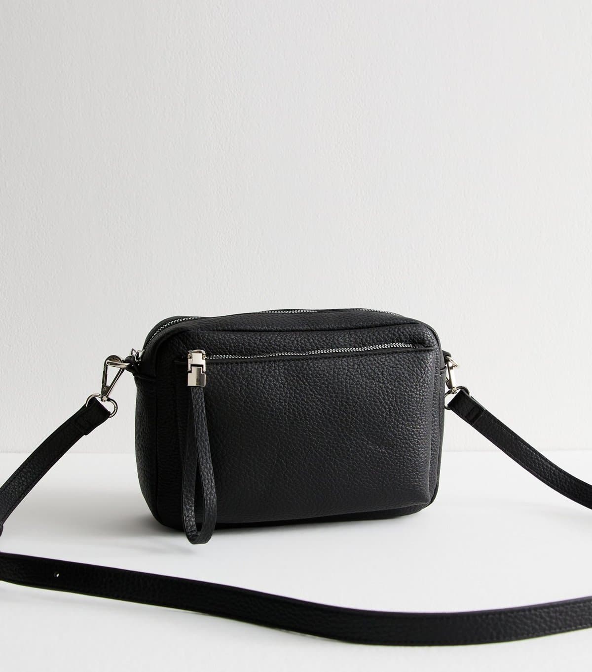 New Look Black Grained Faux Leather Crossbody Bag New Look