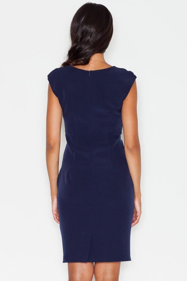Love Lace Love Lace Women's Classic Midi Pencil Dress with Round Neck Style 43724 in Blue - 2
