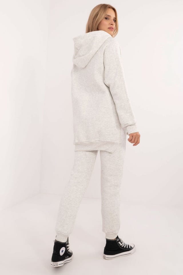 Love Lace Love Lace Women's Cotton Elastane Zip Hood Tracksuit Set in Grey - 3