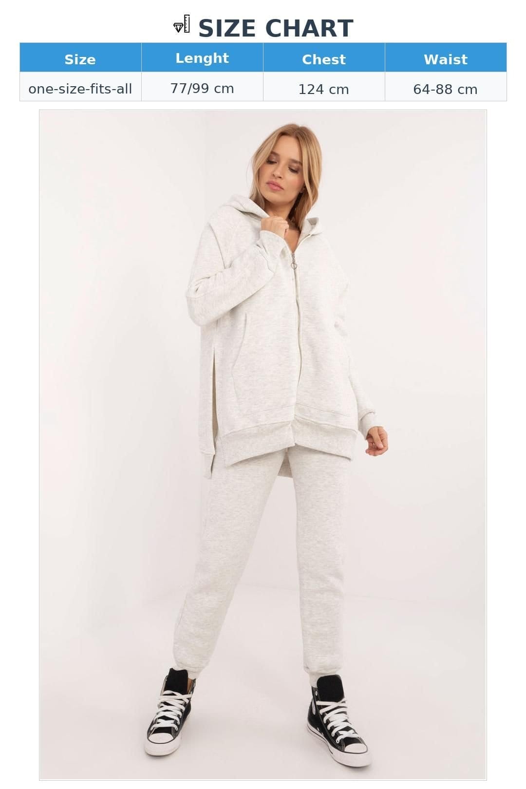 Love Lace Love Lace Women's Cotton Elastane Zip Hood Tracksuit Set in Grey - 4