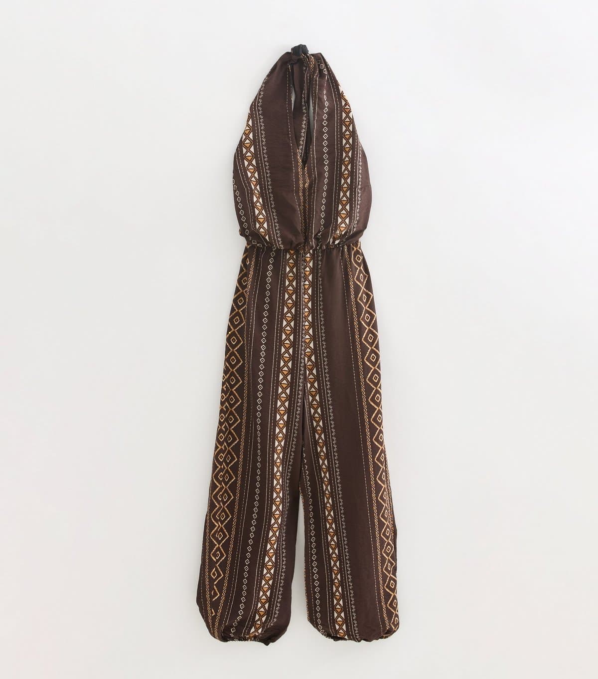 New Look Women's Tall Brown Geometric Halter Jumpsuit New Look