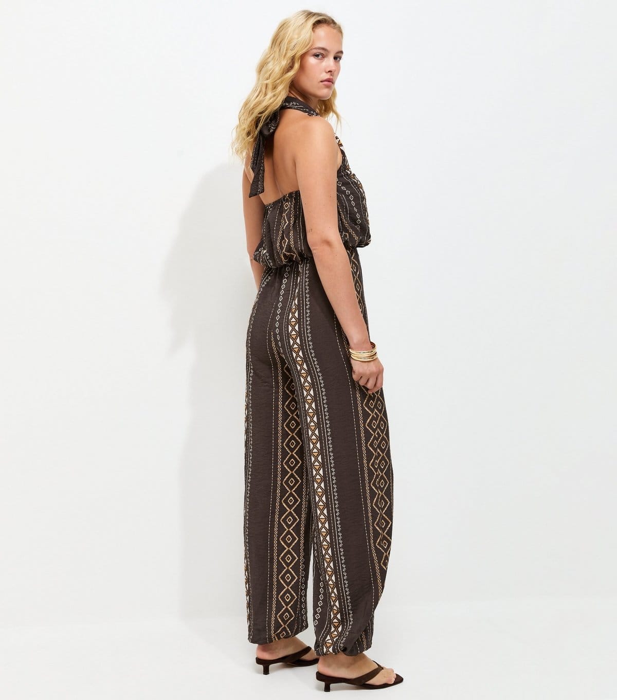 New Look Women's Tall Brown Geometric Halter Jumpsuit New Look - 4