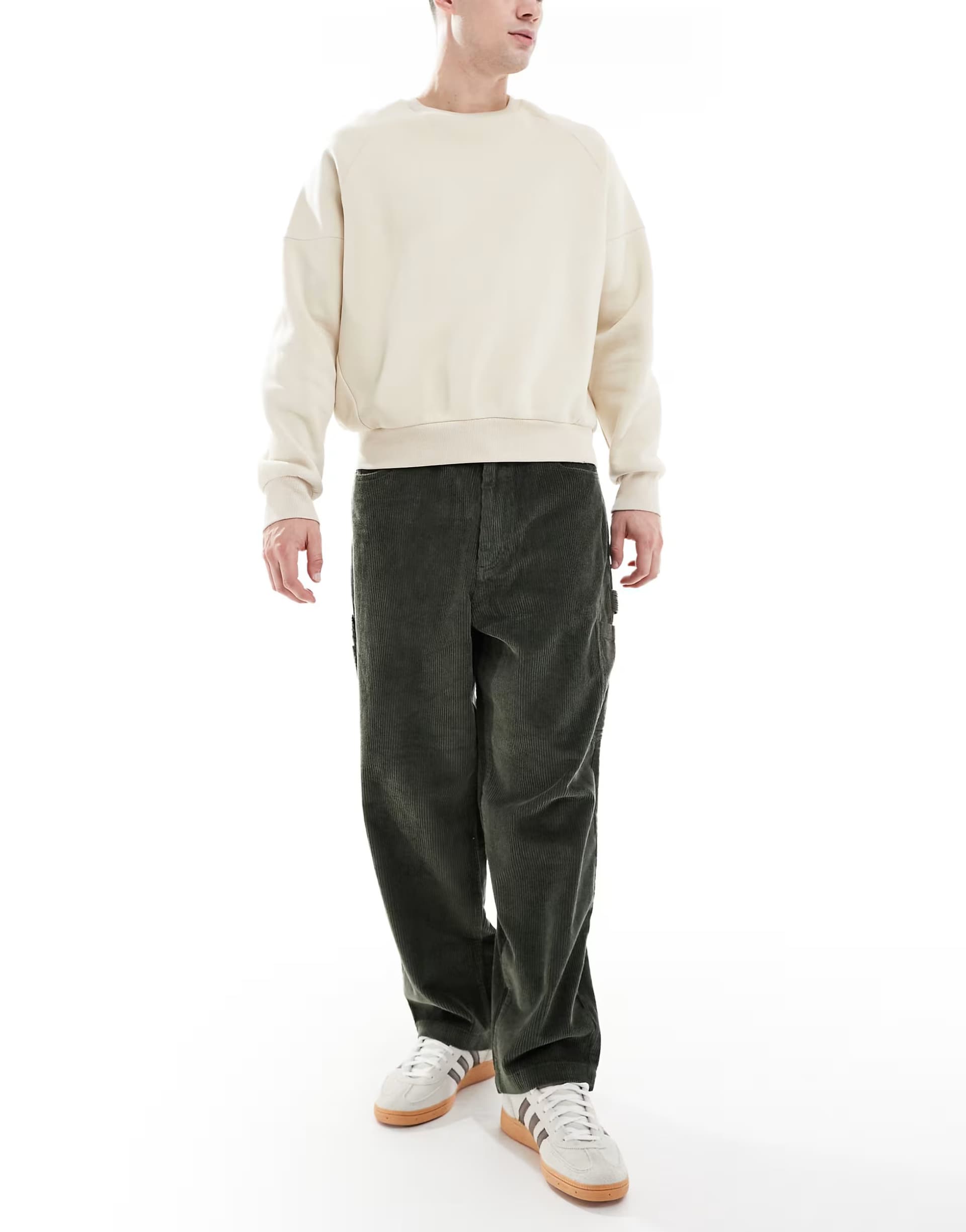 ASOS Santa Cruz baggy carpenter cord trousers in dark green