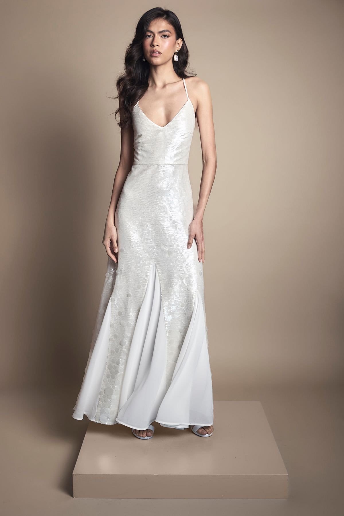 Coast Coast Women's Sequin Godet Maxi Wedding Dress in Ivory - 4