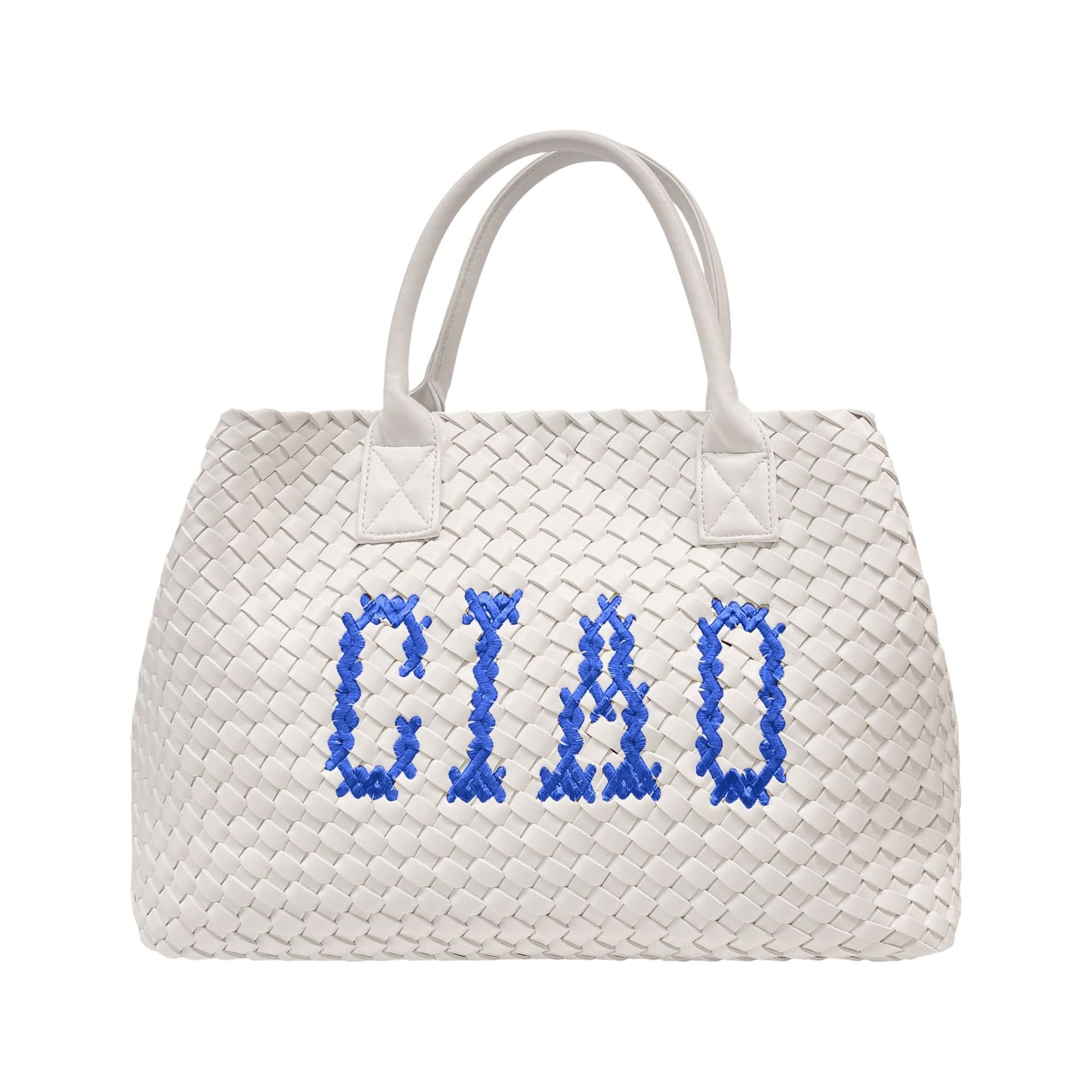 Lilly Loves Lilly Loves White Woven CIAO Blue Handbag