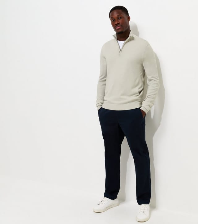 New Look Men's Grey Marl Slim Fit Quarter Zip Funnel Neck Knitted Jumper New Look - 3