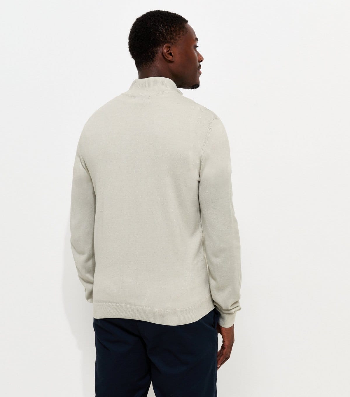 New Look Men's Grey Marl Slim Fit Quarter Zip Funnel Neck Knitted Jumper New Look - 4