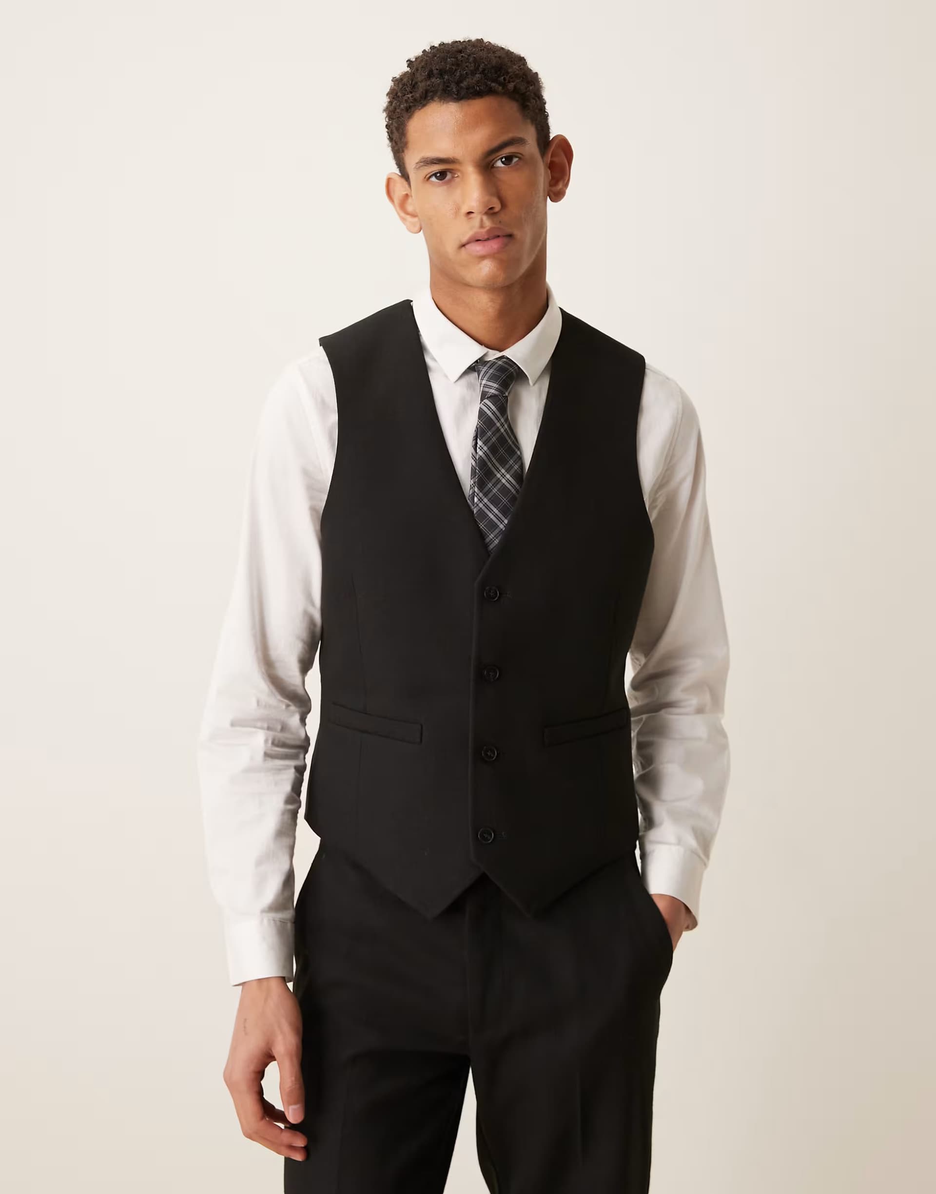 ASOS ASOS DESIGN slim suit waistcoat with wool in black