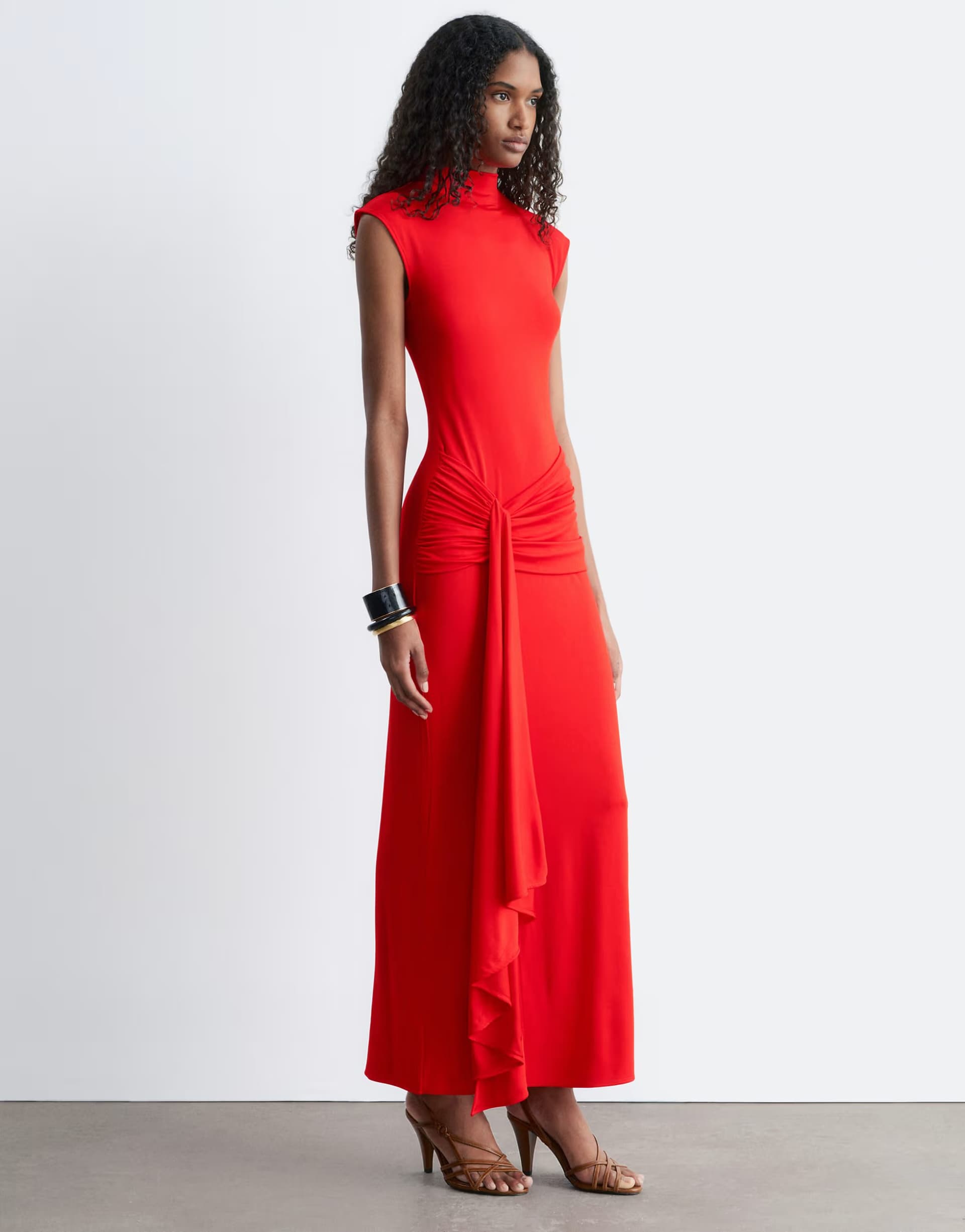ASOS & Other Stories sleeveless tie waist midi dress bright red