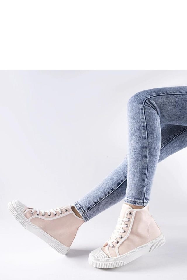 Love Lace Love Lace Women's Pozzuolo High Top Fabric Sneakers with White Rubber Sole in Pink - 2