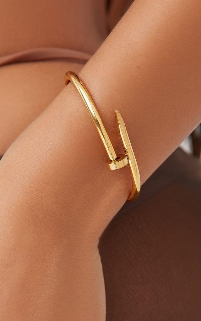 EGO Screw Detail Bangle Bracelet In Gold, Women's Size UK One Size - 2