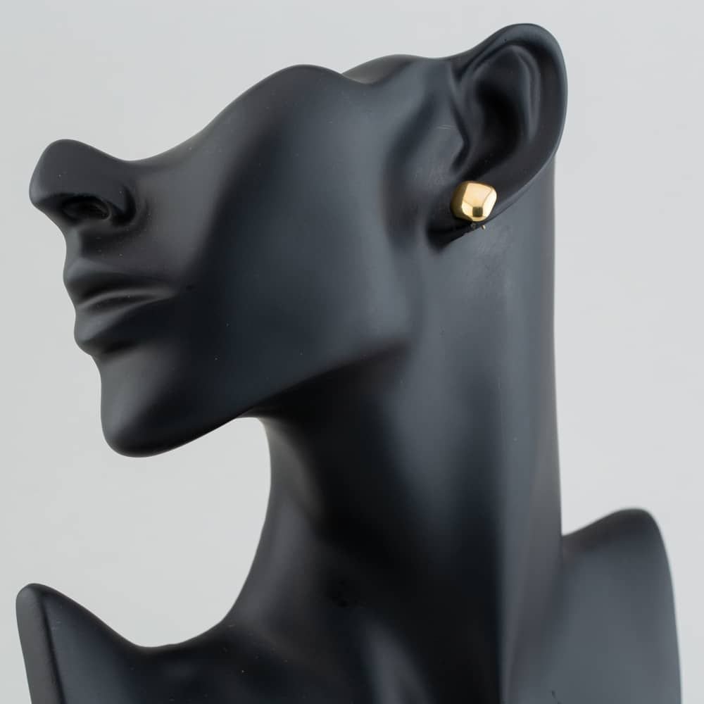 T.H.Baker T.H.Baker Women's 9ct Yellow Gold Satin Brushed Squared-Cushion Stud Earrings ER423 - 3