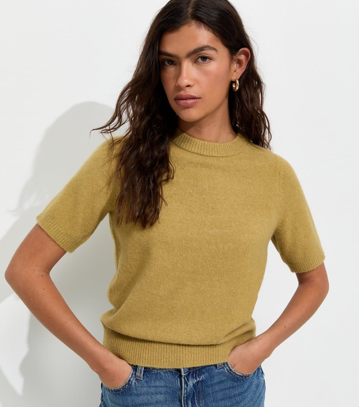 New Look Women's Light Green Short Sleeve Midweight Knit T-Shirt New Look