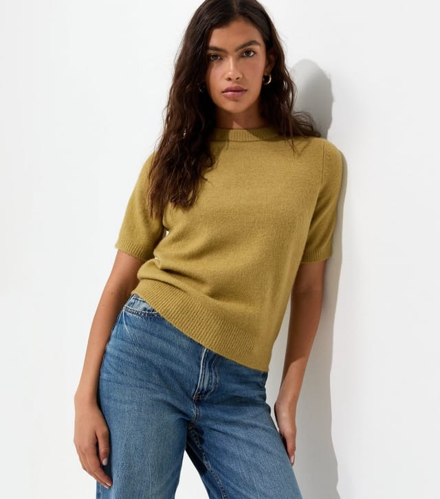 New Look Women's Light Green Short Sleeve Midweight Knit T-Shirt New Look - 2