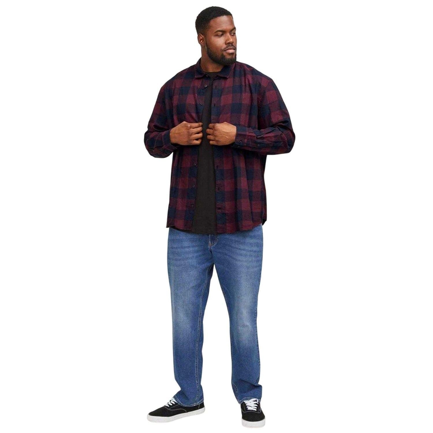 jack & jones Jack & Jones Men's Gingham Twill Shirt in Wine