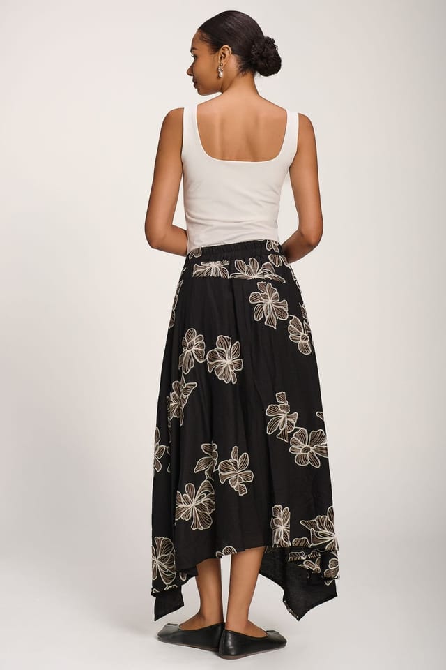 Jolie Moi Jolie Moi Women's Asymmetric Embroidered Midi Skirt - 2