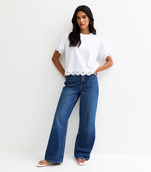 New Look Women's White Lace Trim Top New Look - 3