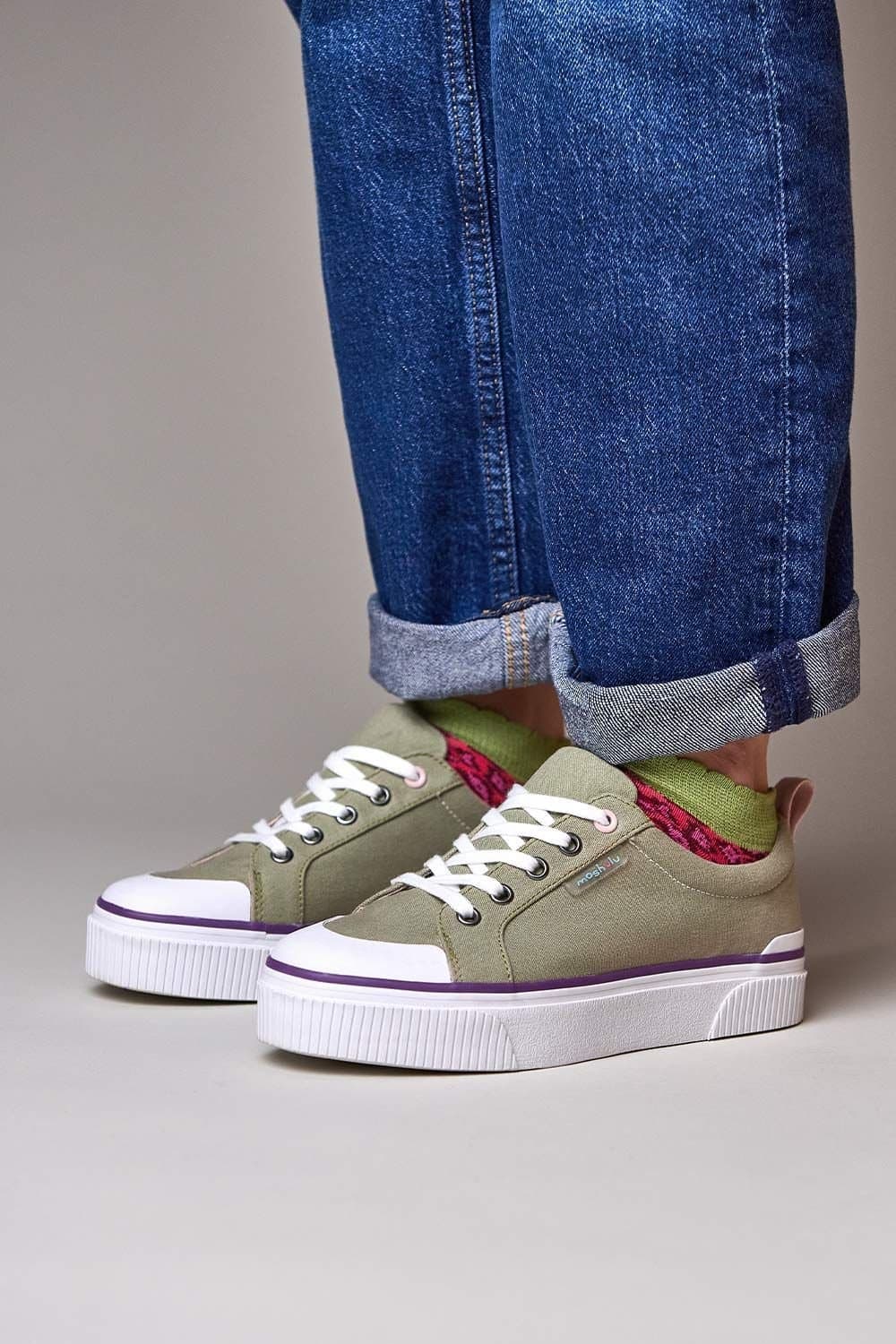 Moshulu Moshulu Pale Green Chunky Canvas Trainers