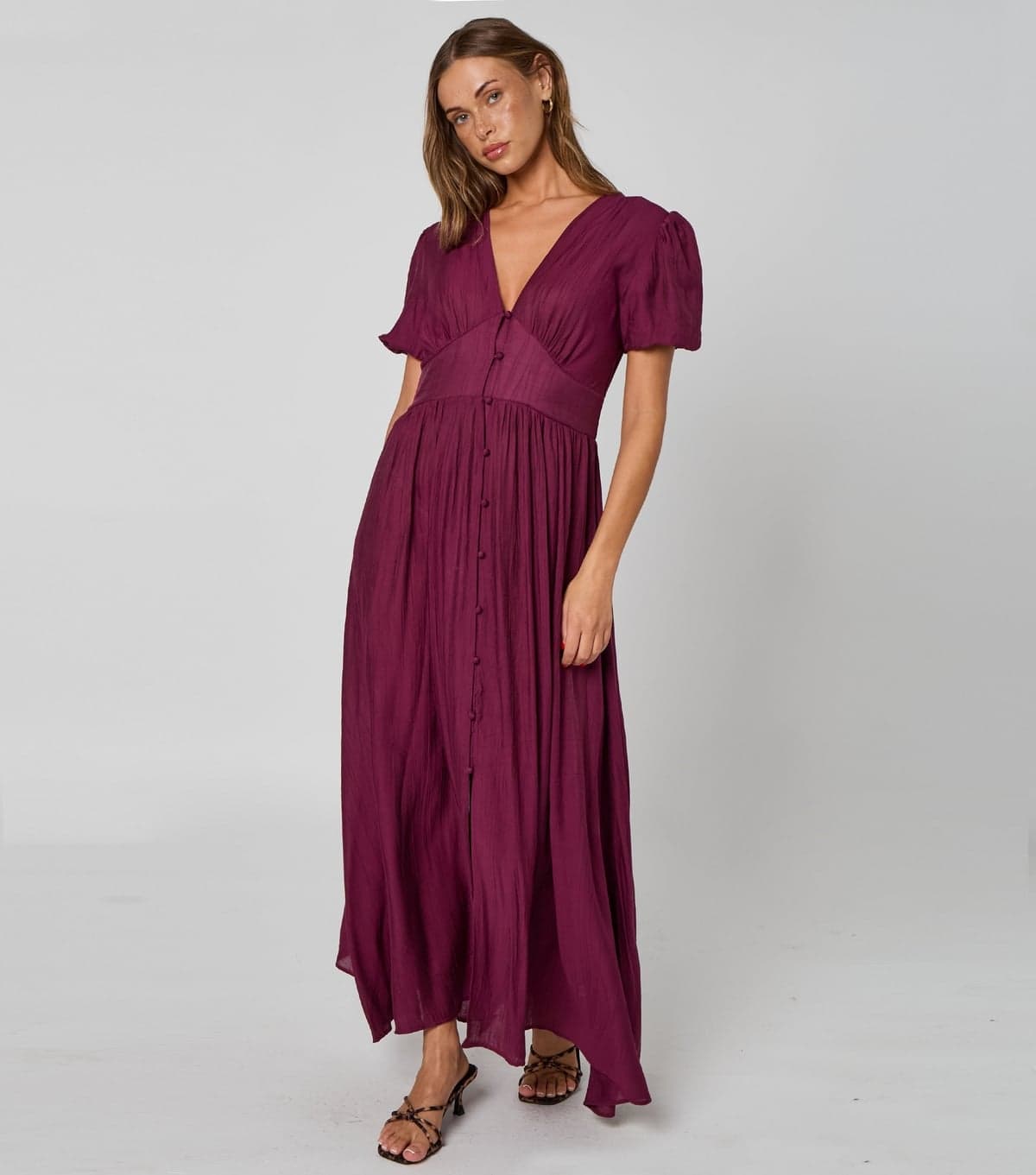 Urban Bliss Women's Burgundy Button Front Maxi Dress Urban Bliss New Look
