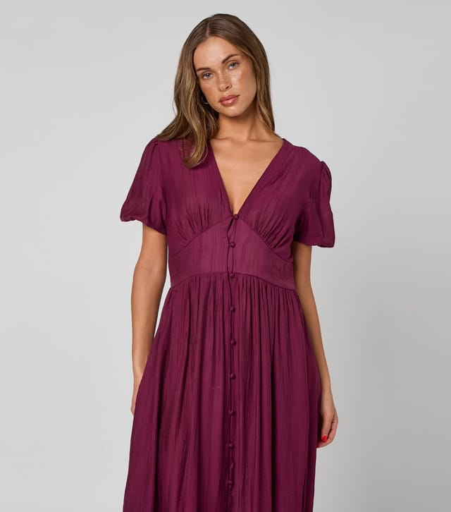 Urban Bliss Women's Burgundy Button Front Maxi Dress Urban Bliss New Look - 2