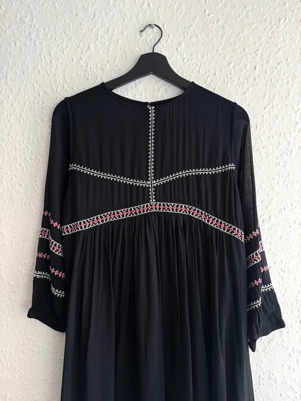 Ba&sh Women’s Ba&sh Black Embroidered Boho Mini Dress Sheer Long Sleeve - UK 8 (RRP£200)