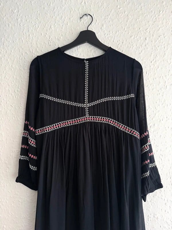 Ba&sh Black Embroidered Boho Mini Dress - UK 8