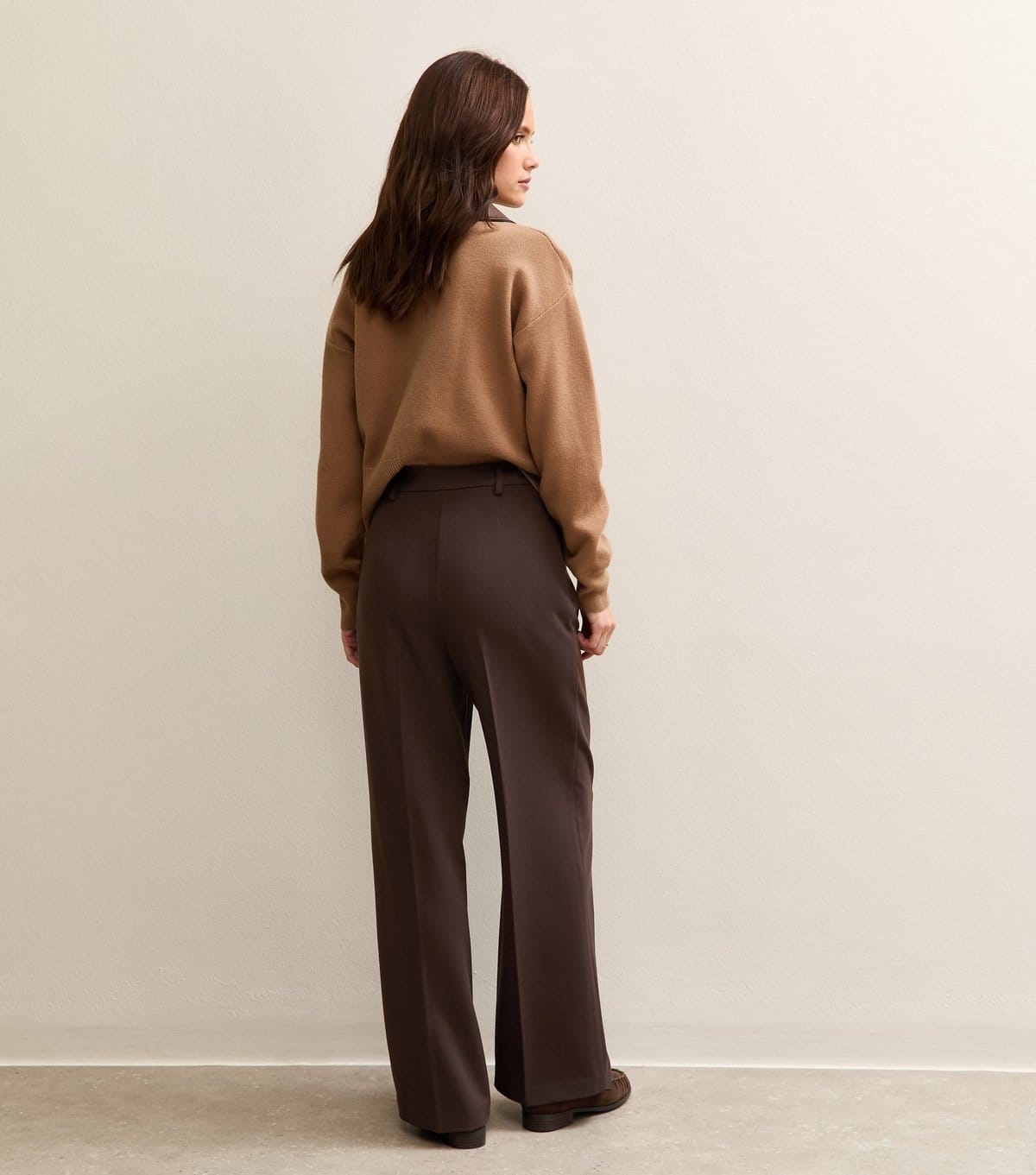 New Look Women's Dark Brown Pleated Front Wide Leg Trousers New Look - 4