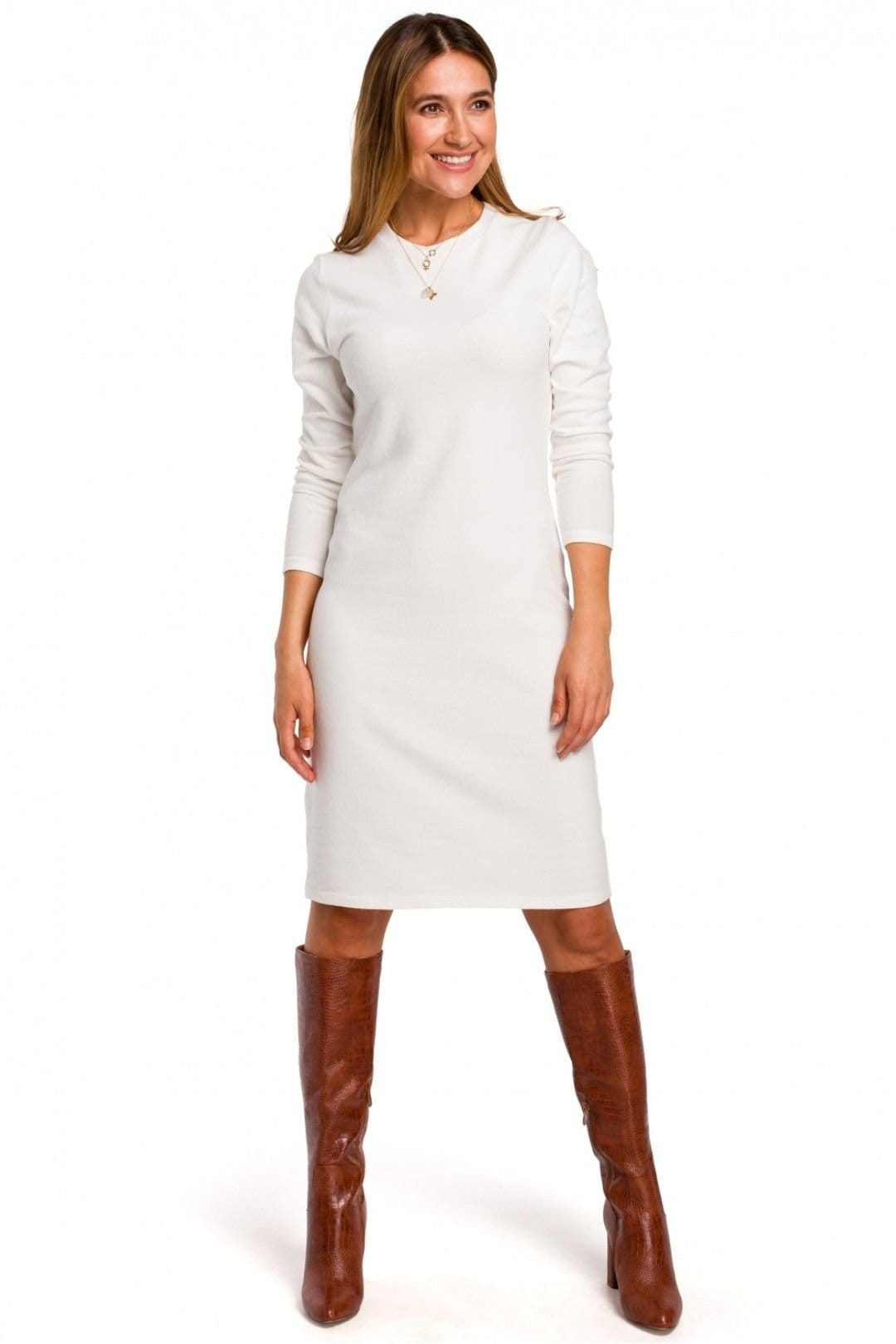 Love Lace White Cotton Knit Midi Dress