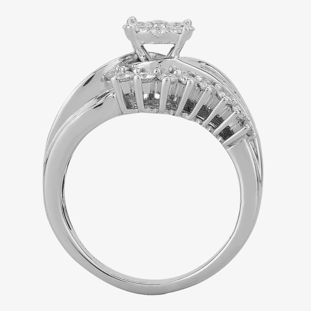 T.H.Baker T.H.Baker Women's 9ct White Gold 1.00ct Diamond Twist Fancy Cluster Ring TH0125087 Q in Silver - 2