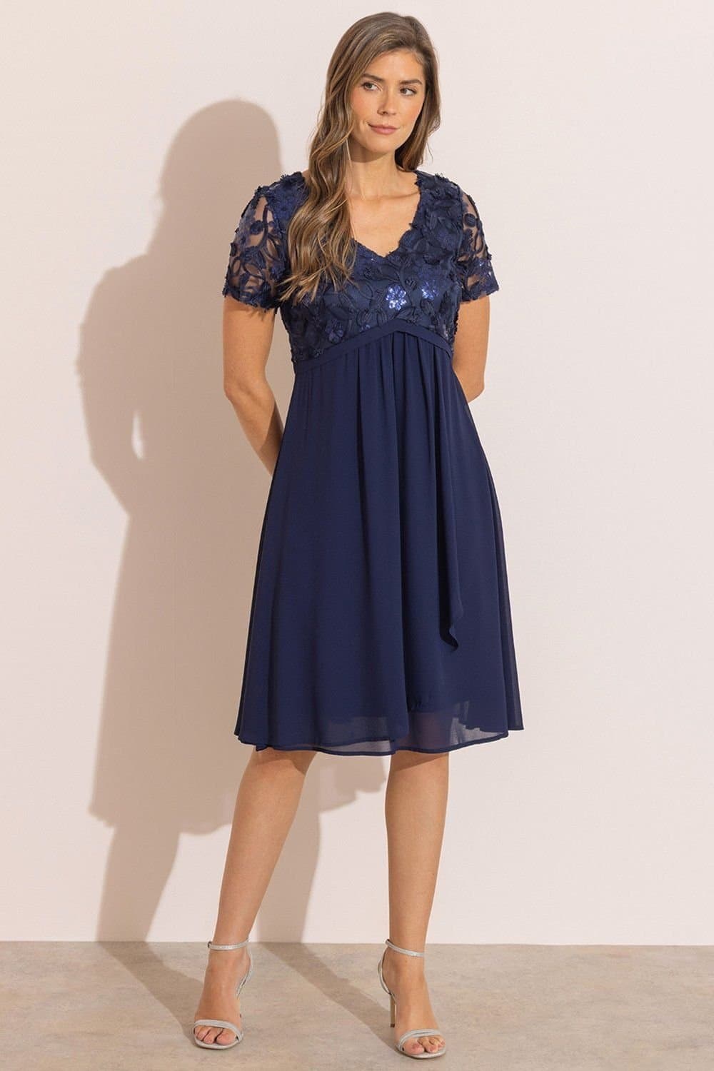 Klass. Klass. Women's Sequin Embroidered Midi Dress in Midnight