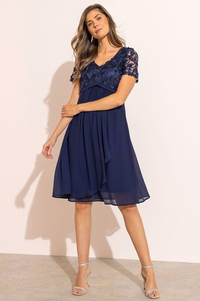 Klass. Klass. Women's Sequin Embroidered Midi Dress in Midnight - 2