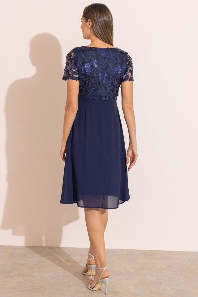 Klass. Klass. Women's Sequin Embroidered Midi Dress in Midnight - 3