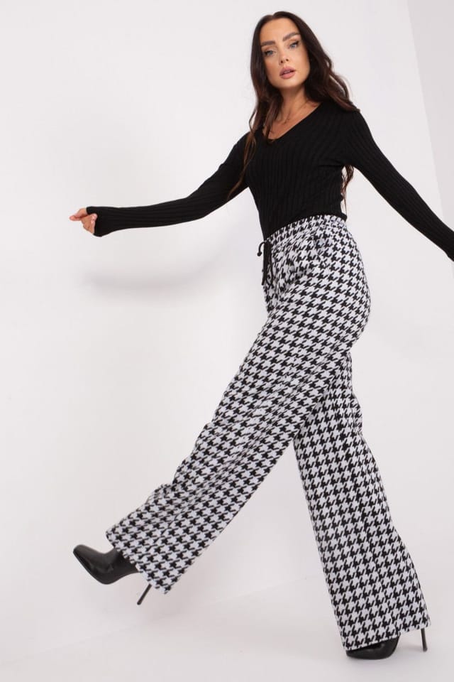 Love Lace Love Lace Women's High Waisted Tie Waist Wide Leg Pants with Pockets in Black - 2