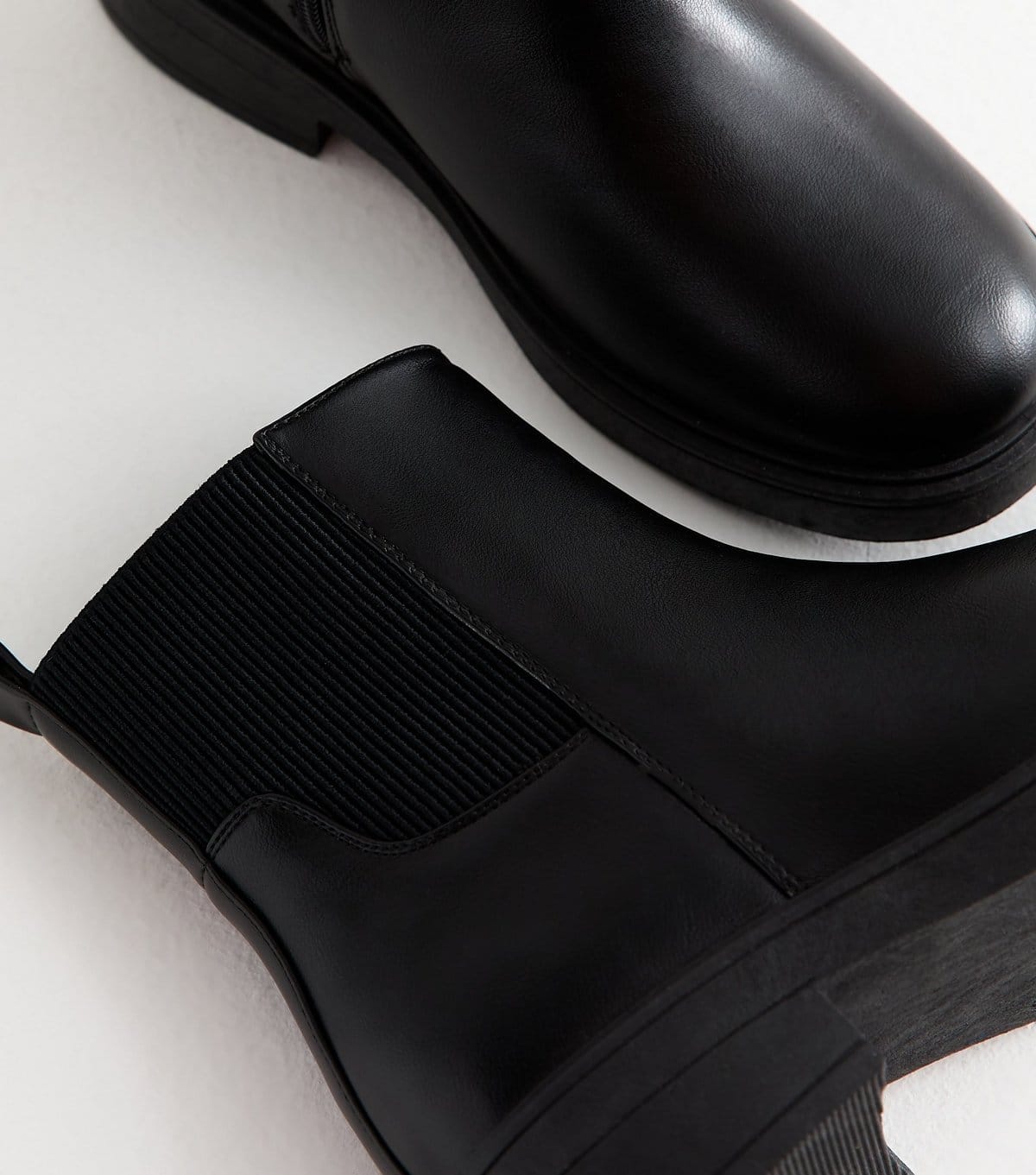 New Look Women's Wide Fit Black Faux Leather Chunky Sole Chelsea Ankle Boots Vegan New Look - 4