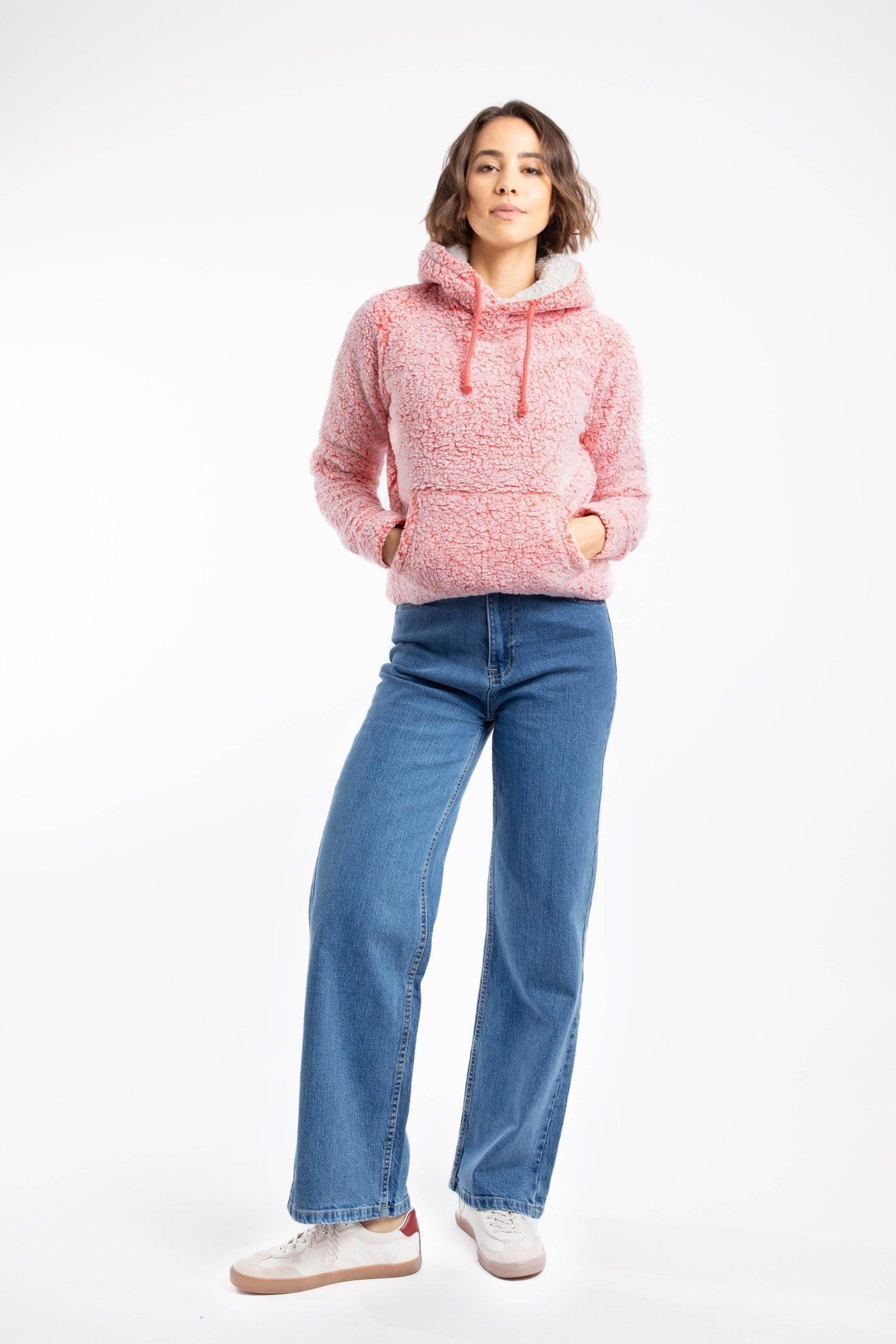 Weird Fish Weird Fish Women's Yara Cosy Fleece Hoodie in Coral - 4